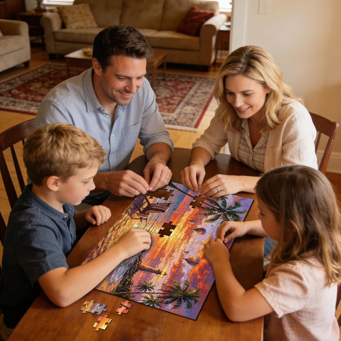 4-Pack 100 Piece Puzzles for Adults Seniors, Nature Landscape Jigsaw Puzzles 100 Pieces, Beach Resort Turtle Sunset Lighthouse Large Piece Jigsaw Puzzles for Seniors Adults Family Game Gifts 15"x11"