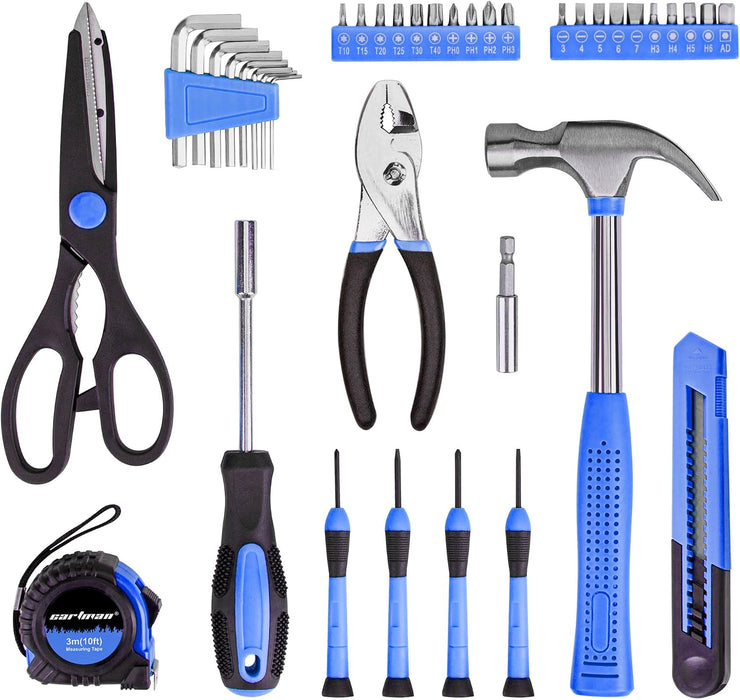 39-Piece Household Tool Set, Blue Hand Kit With Storage Case