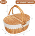 Wicker Picnic Basket with Liner, Empty Picnic Baskets with Lid, Cream