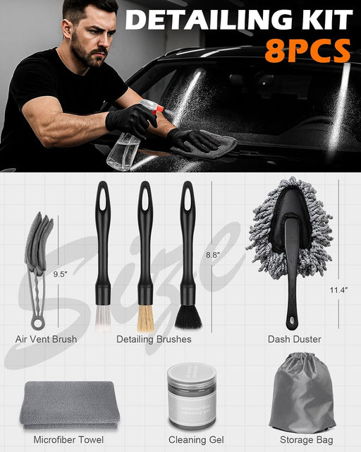 8PCS Car Interior Detailing Kit, Gifts for Men