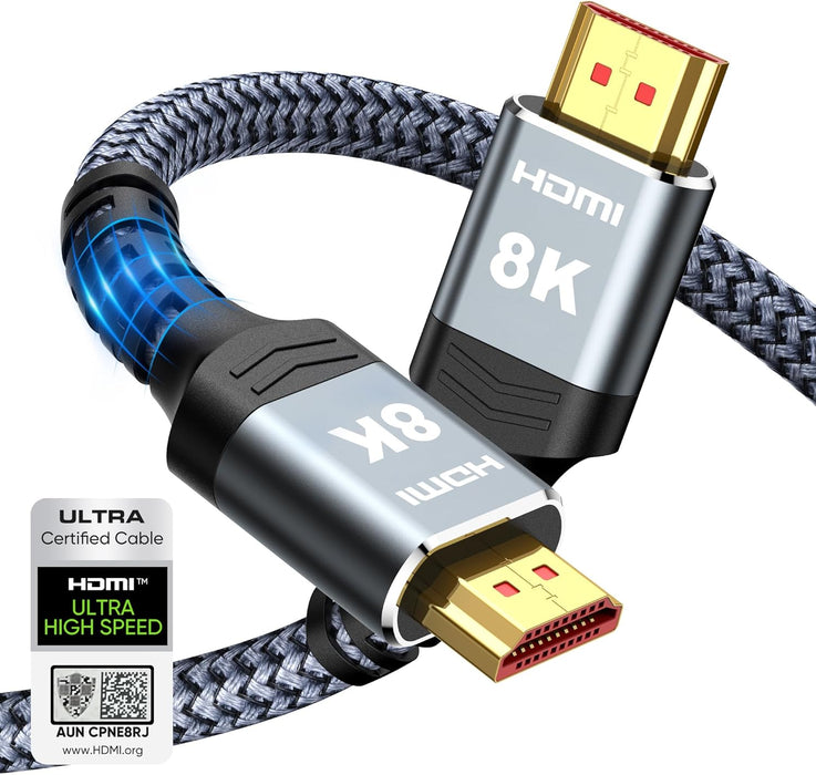 8K 10K 4K HDMI Cable 48Gbps 6.6FT/2M, Certified Ultra High Speed