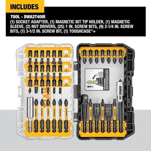 DEWALT Screwdriver Bit Set, 40 Pcs. Impact Ready, FlexTorq Impact Driver Bit Set with Storage Case (DWA2T40IR)