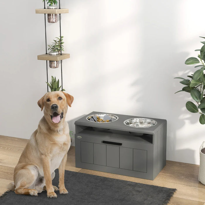 Elevated Dog Bowl Station with Storage