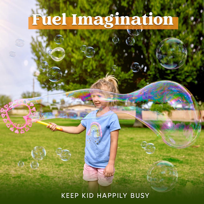 Big Bubble Wands Set Bulk for Kids Summer Outdoor Toy Game Activity Party Favors, 18 Pcs Giant Bubble Maker with Tray, 1