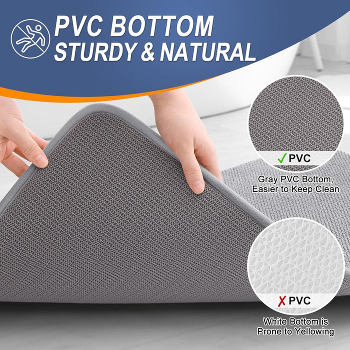 Thick Memory Foam Bathroom Rugs 30x20, Soft Absorbent Bath Mat, Grey
