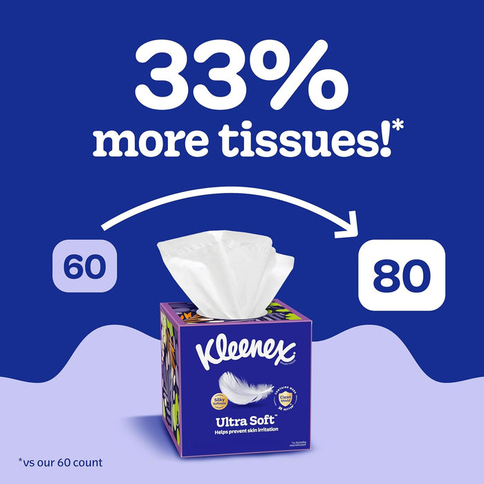 Ultra Soft Facial Tissues, 8 Cube Boxes, 80 Tissues per Box