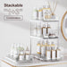 2-Tier Multi-Purpose Bathroom Under Sink Organizers and Storage, Stackable Kitchen Pantry Organization, Pull Out Medicine Cabinet Organizer with Movable Dividers, White, 2 Pack