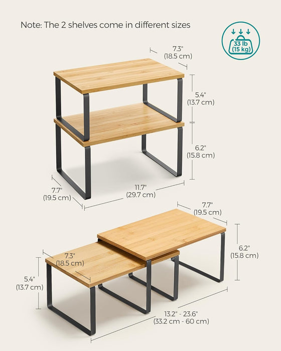 Cabinet Organizer Shelf, Set of 2 Spice Rack, Kitchen Storage
