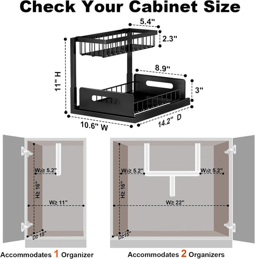 Under Sink Organizer, L-Shaped Pull Out Cabinet Organizer, Kitchen