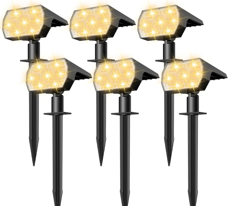 Solar Lights Outdoor Waterproof - 6 Pack (Warm White)