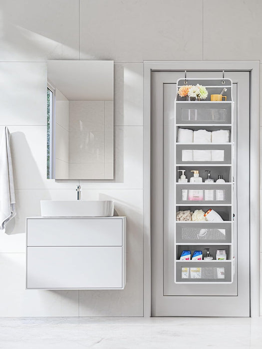 Over the Door Organizer for Bedroom, Pantry, Bathroom, 5 Shelf Grey