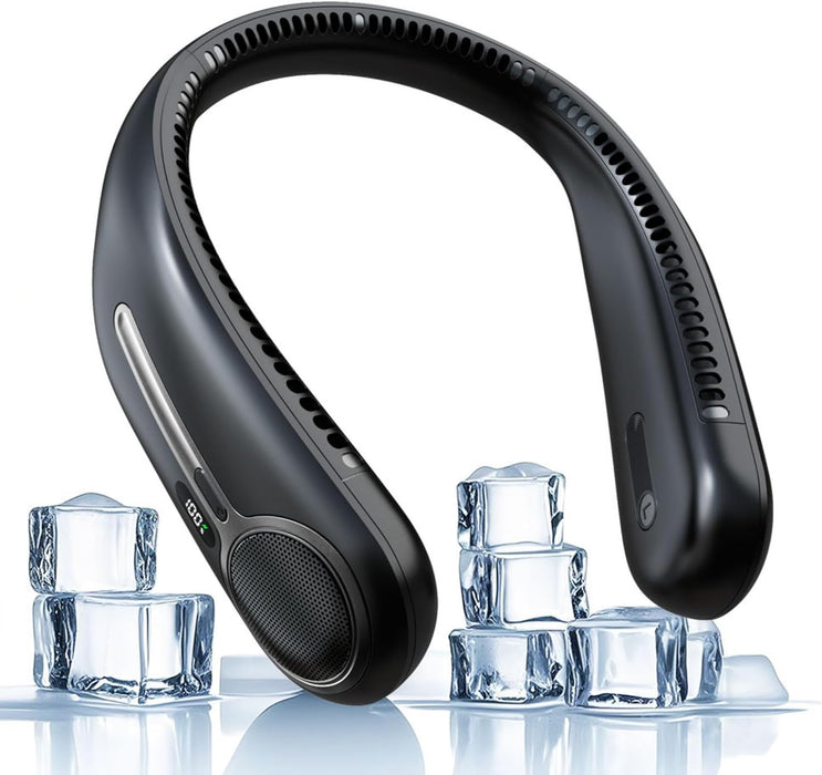 Portable Neck Fan, Personal Wearable Bladeless Fan, 6000mAh USB Rechargeable, 360° Airflow, LED Display, 4-Speeds, Hands