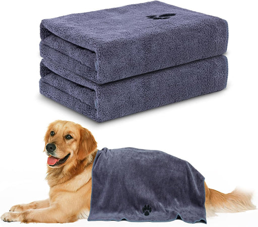 2 Pack Microfiber Dog Towels for Drying Dogs, Super Absorbent and Soft