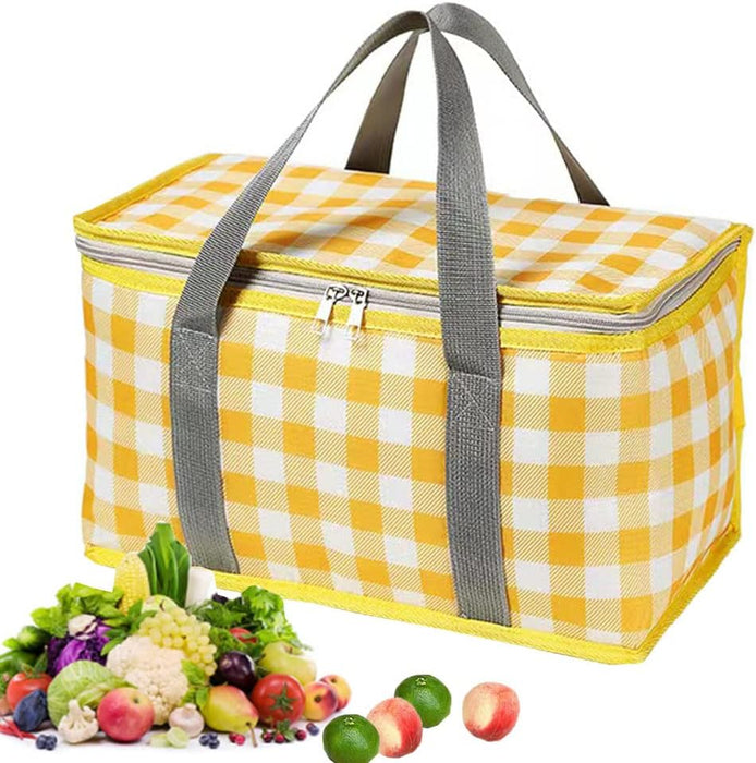 Insulated Picnic Cooler Bag - Zippered Top, Keeps Hot or Cold - Perfect for Picnics, Beach, Food Delivery & Outdoor (13.