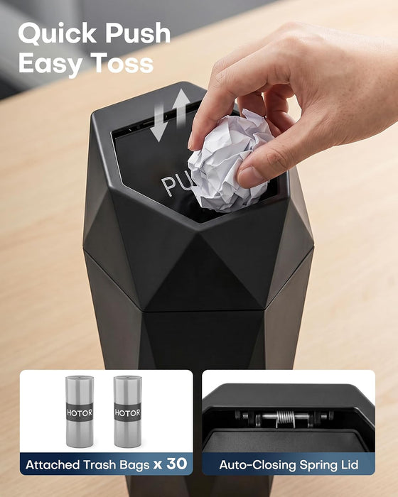 Car Trash Can with Lid, Leakproof, Black, 2 Pack