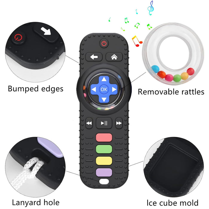 Silicone Baby Teether Toys for 0-12 Momths Remote Control Rattle