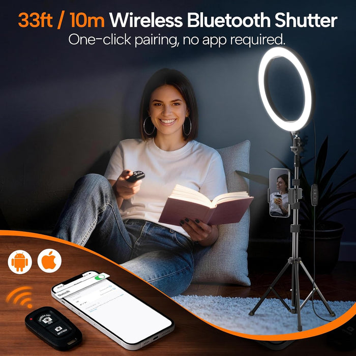10" Ring Light with 55" Extendable Tripod Stands and Phone Holder