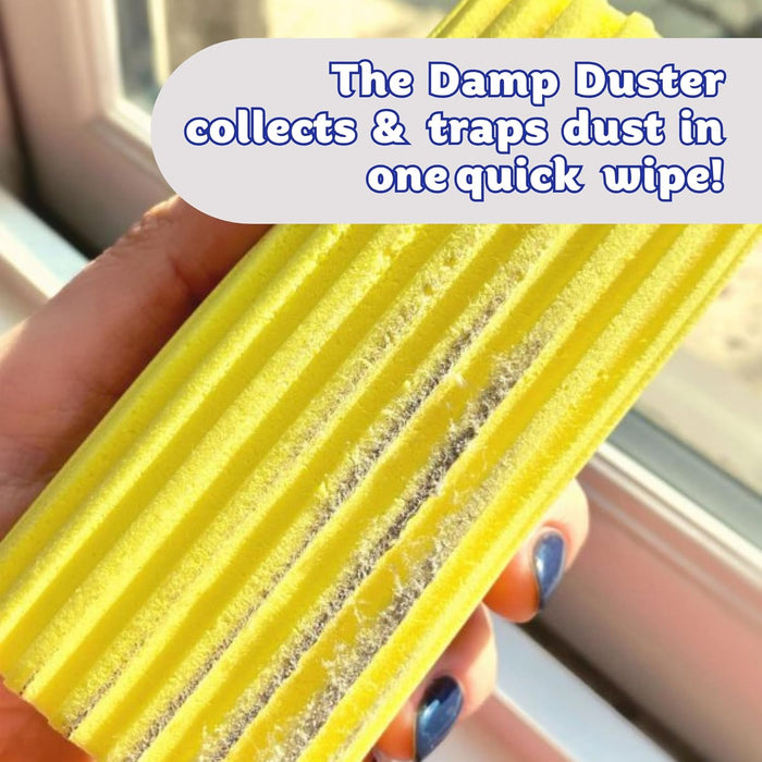 Damp Duster, Multipurpose Dusters for Cleaning - Wooden & Venetian Blind Cleaner Tool, Ridged Wet Dust Sponge for Skirting Board, Radiator, Blinds & Mirrors, Home Cleaning Products, Pink