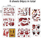 84Pcs Halloween Handprint Footprint Stickers Window Bathroom Floor Decor