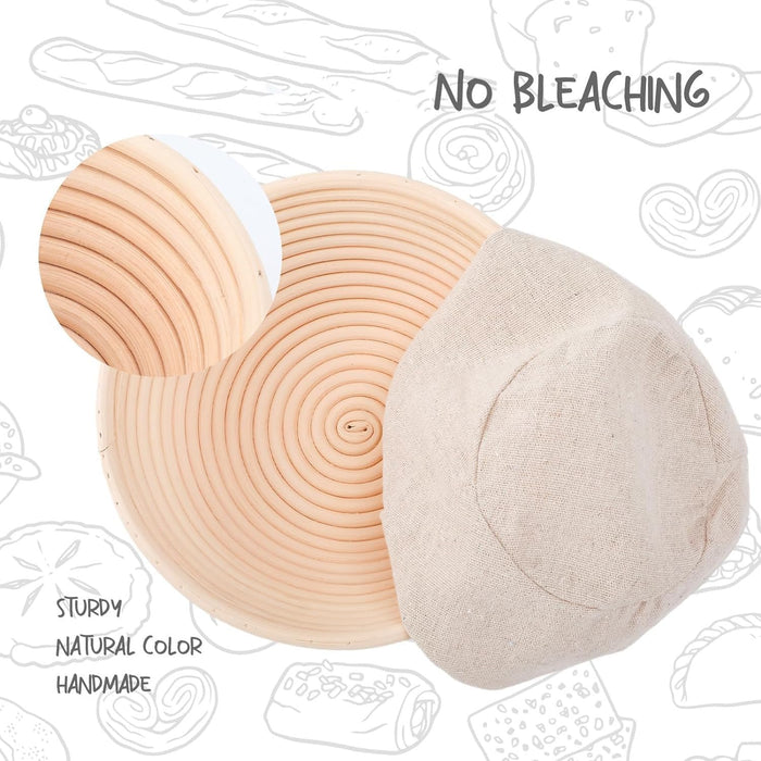 Bread Proofing Baskets Set of 2 8.5 inch Round Dough Proofing Bowls and Liners Perfect Home Sourdough Bread Baking supplies