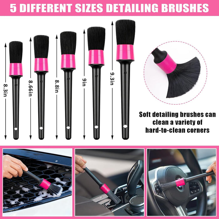 Windshield Cleaner Tool, 17Pcs Car Interior Detailing Kit, Detailing Brush, Towels, Duster, Car Cleaning Kit Interior fo