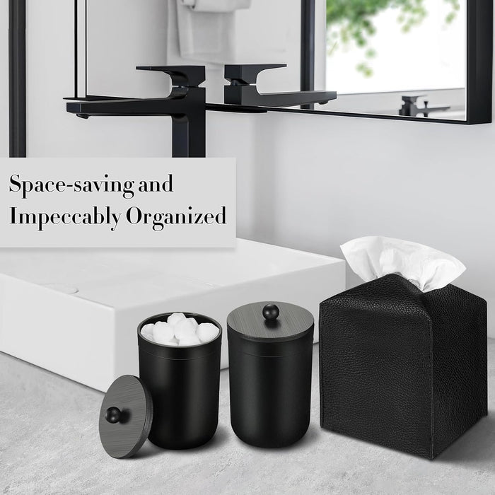 Black Bathroom Accessories Set, 10Pcs Bathroom Accessory Set with Trash Can, Soap Dispenser and Toothbrush Holder, Soap 