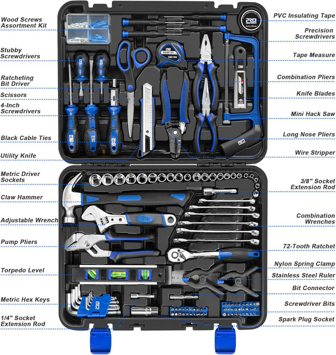 259-Piece Tool Kit, General Household Hand Tool Set, Blue
