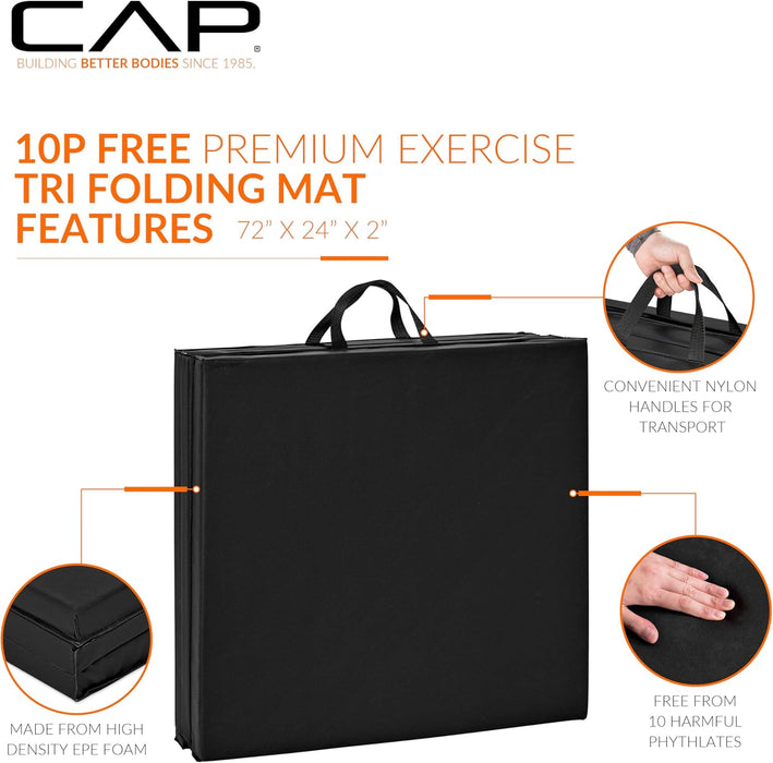 Barbell Folding Exercise Mat – Durable, Anti-Tear, Thick Padding for Fitness, Aerobics, Gymnastics & Home Workouts. 72"L