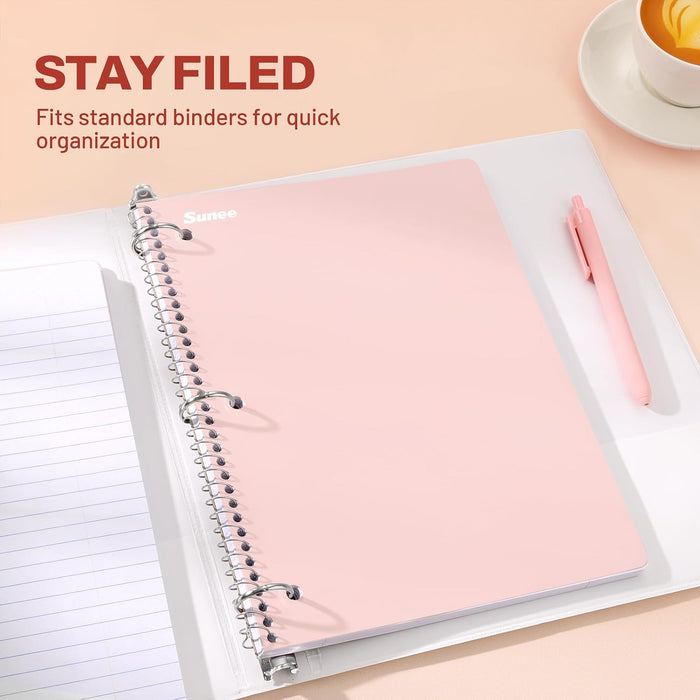 Spiral Notebooks, 1-Subject, 5 Pack, College Ruled Paper, 8" x 10-1/2", 70 Sheets per Notebook,3-Hole Punched Paper, Pin