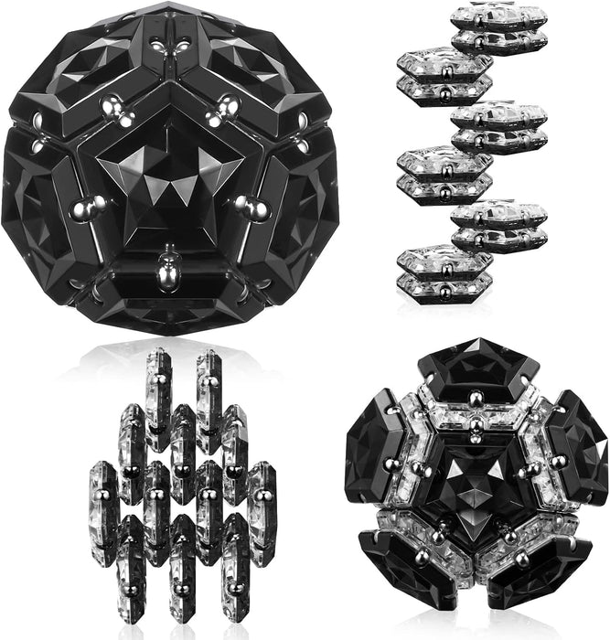 Magnetic Fidget Sphere - Anxiety Sensory Fidgets Toys - Crystal Black - 12 Piece Set - Creativity Beyond Imagination, In