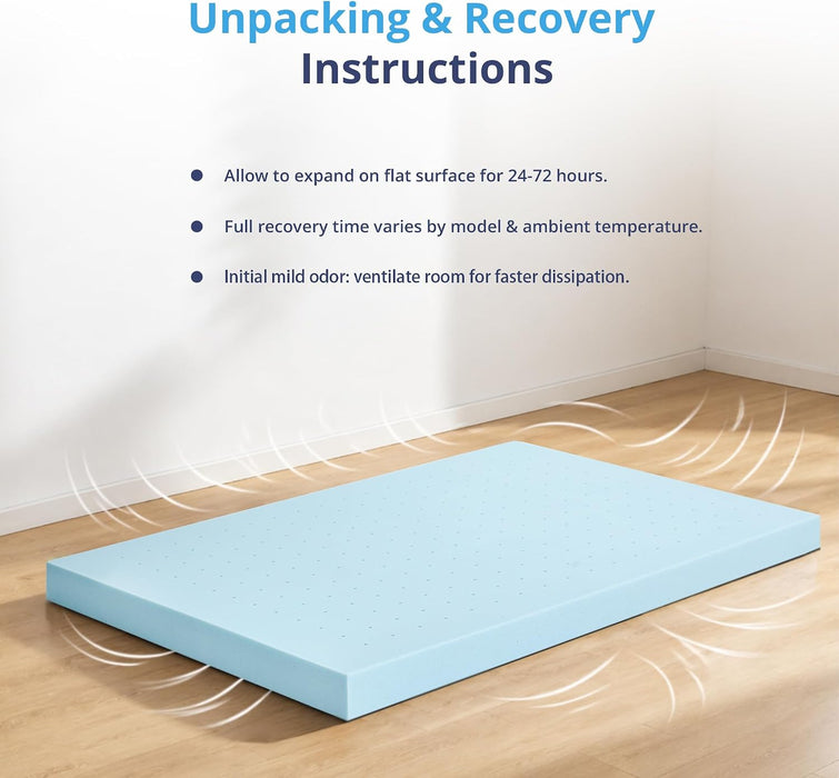 EGOHOME 2 Inch Twin Memory Foam Mattress Topper- Cooling Gel Infused