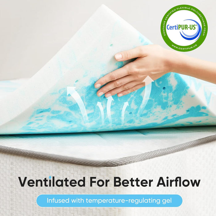 2 Inch Twin Cooling Gel Infused Memory Foam Mattress Topper, Bed Pad