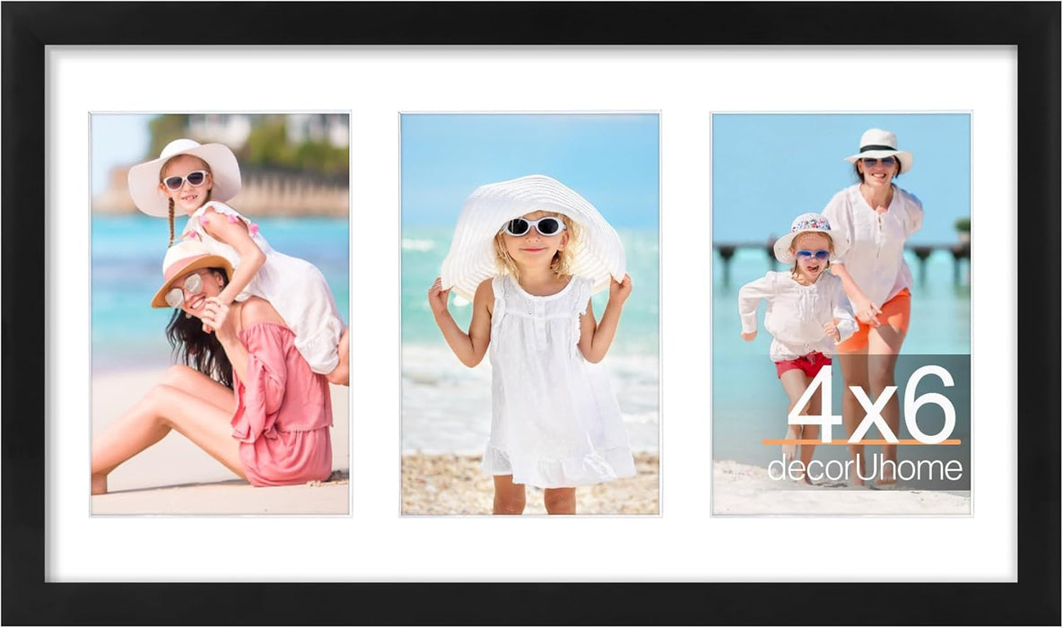 3 4x6 Picture frames Collage Wall Decor with Mat, Black