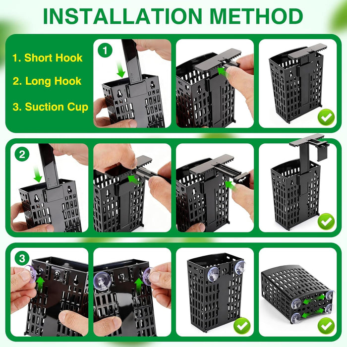 2026 Latest Upgraded Aquarium Plant Holder Adjustable Height with Extendable Hook and Suction Cup for Fish Tank Aquaponic Plant Cultivation and Aquascape Accessories Decorations (2 Pack)