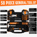 58-Piece Household Tool Set for home with Plastic Toolbox Orange