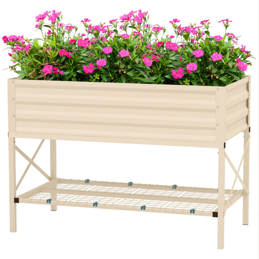 Galvanized Raised Garden Bed with Storage Shelf