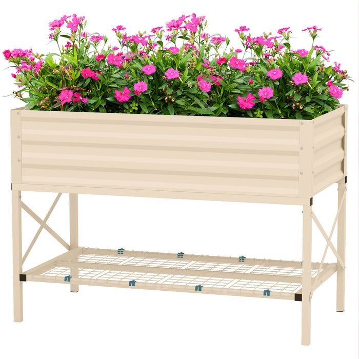 Galvanized Raised Garden Bed with Storage Shelf