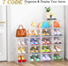 Large Thick Clear Shoe Organizer, Magnetic Door Stackable Shoe Storage Box