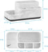 Toothbrush Holder Organizer - Multi-Functional Bathroom Storage for Makeup, Skincare, and Accessories - White Marble Look Countertop Organizer for Sink and Vanity Spaces