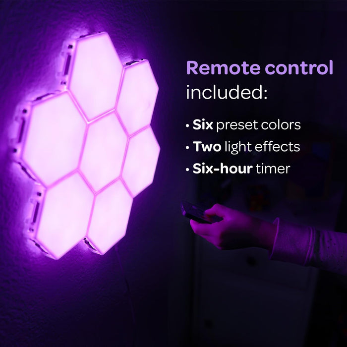 LuMAGIC Tap Tap Sensory Lights – 7pk Magnetic Hexagon LED Lights