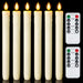 Real Wax LED Flameless Taper Candles with Remote Timer, 9.6 Inches Ivory Fake Candlesticks, Dripless Battery Operated Window Candle with 3D Flickering Flame for Fireplace Xmas Halloween