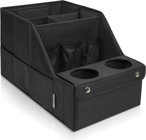 Car Backseat Organizer with 11 Compartments & 2 Cup Holders, Black