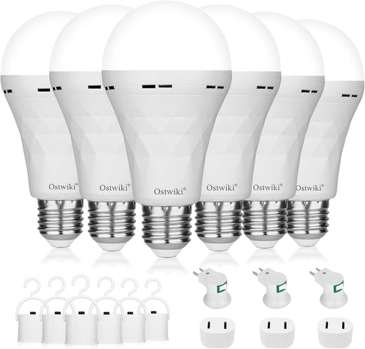 6 Pack Rechargeable Emergency Light Bulbs Battery Operated Bulb