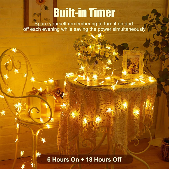 50 LED Star String Lights, 17ft Fairy Lights Battery Operated