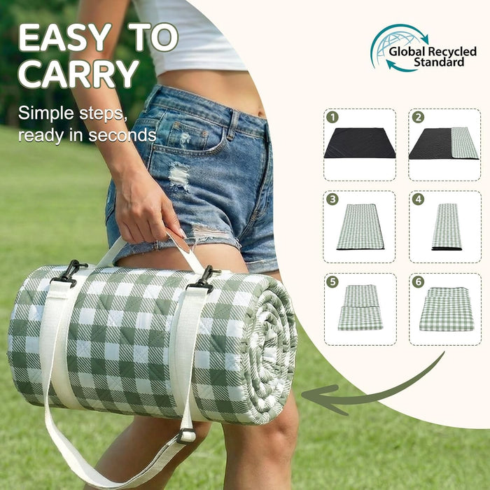 Waterproof Picnic Blanket Beach Outdoor Camping Mat Rug Extra Large Foldable Cute Big Travel Essential Accessories Gift 