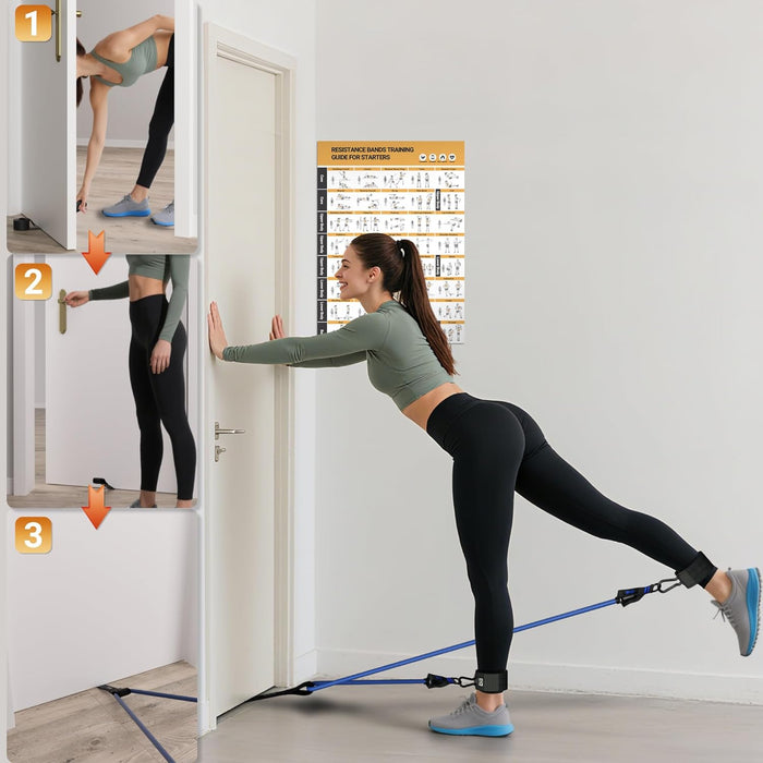 Resistance Bands, 10-150 LBS Exercise Bands with Handles, Ankle Straps & Door Anchor, Adjustable Workout Bands for Full 