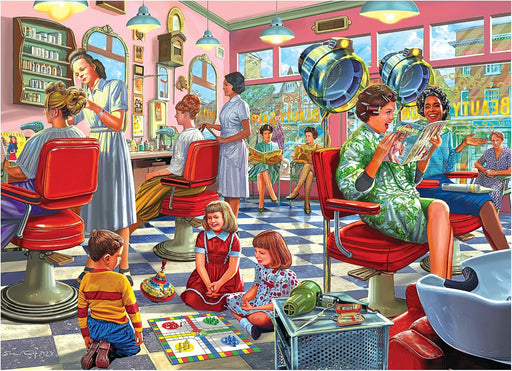 - Back to the Past - Hairdresser Beauty Parlor 1000 Piece Jigsaw Puzzle - Retro Vintage Puzzle for Adults - Finished Siz