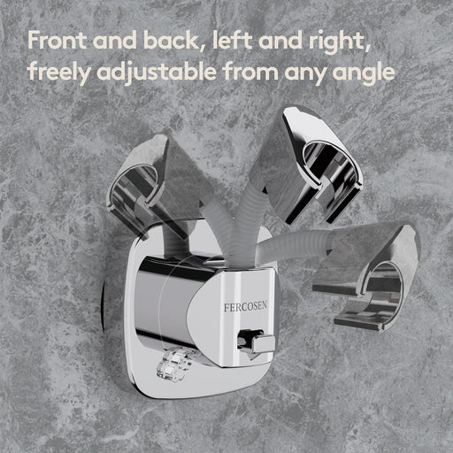 Shower Head Holder with Suction | 360° Swivel | Silver