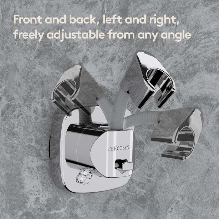Shower Head Holder with Suction | 360° Swivel | Silver