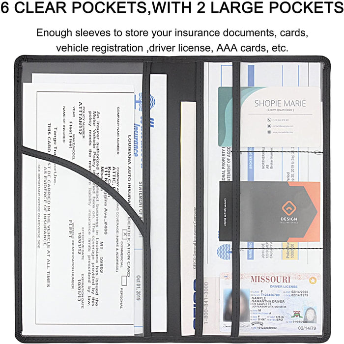 Premium Car Registration & Insurance Card Holder, Black